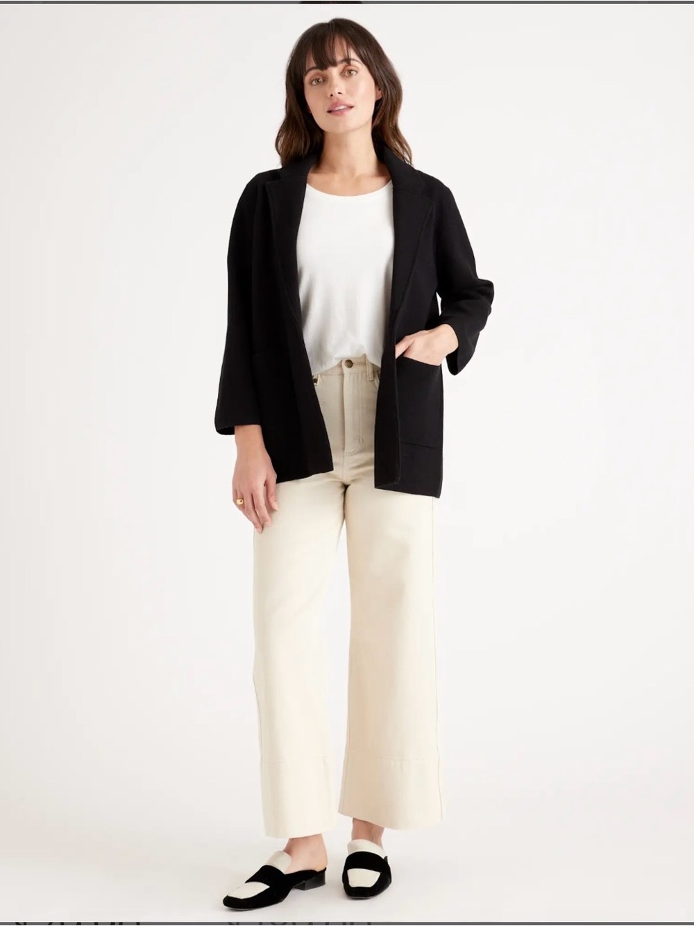 Quince - Black Open-Front Women's Sweater Blazer - Black Women’s medium